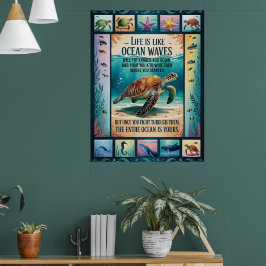 Inspirerende Poster Zeeschildpad Oceaan “Leven Is 