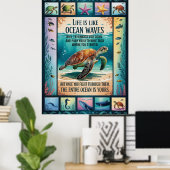 Inspirerende Poster Zeeschildpad Oceaan “Leven Is (Thuiskantoor)