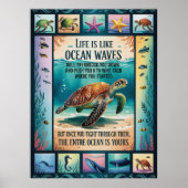 Inspirerende Poster Zeeschildpad Oceaan “Leven Is (Voorkant)