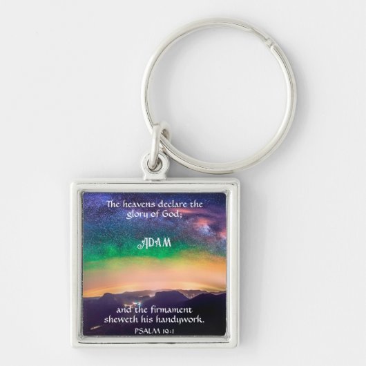 Inspirerende Psalm 19:1 Galaxy Sky Aangepaste naam Sleutelhanger (Voorkant)