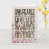 Inspirerende Quote Dans Alsof Er Niemand Kijkt Kaart (Gele Bloem)