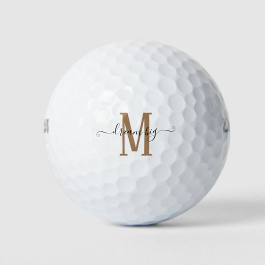 Inspirerende Quote Dream Big Monogram Initiaal Gol Golfballen (Voorkant)