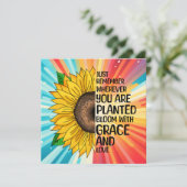 Inspirerende quote en handgetekende zonnebloem (Staand voorkant)