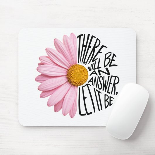 Inspirerende quote en roze margriet muismat (Met muis)