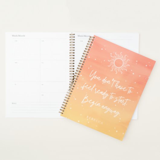 Inspirerende quote Mystieke zon Persoonlijke naam Planner (Display)