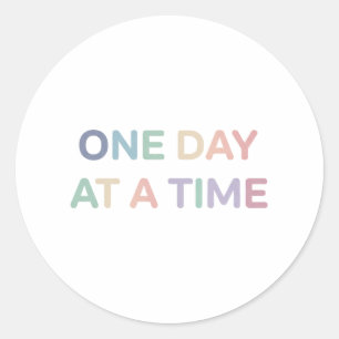 Inspirerende Quote Ontwerp 'Eén Dag Op Een Tijd' Ronde Sticker