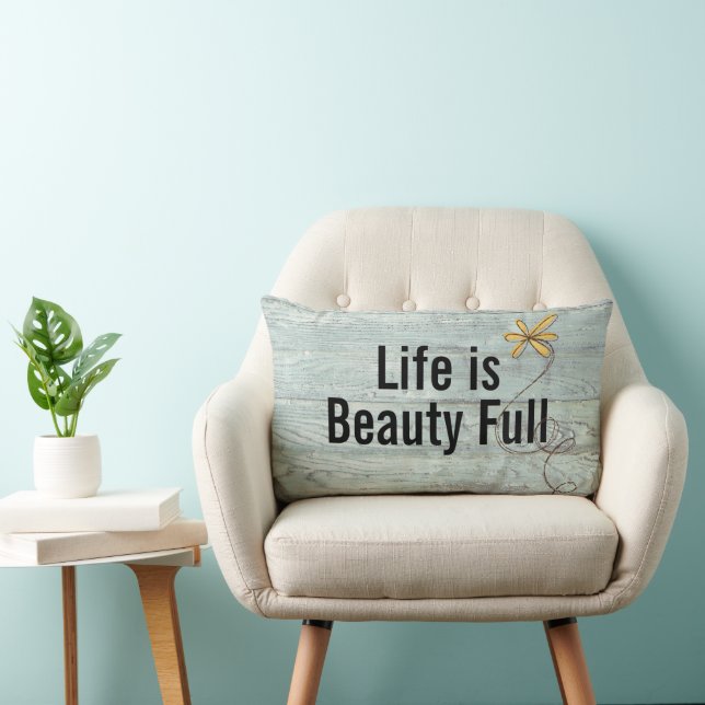 Inspirerende quote op rustieke turquoise hout kussen (Stoel)