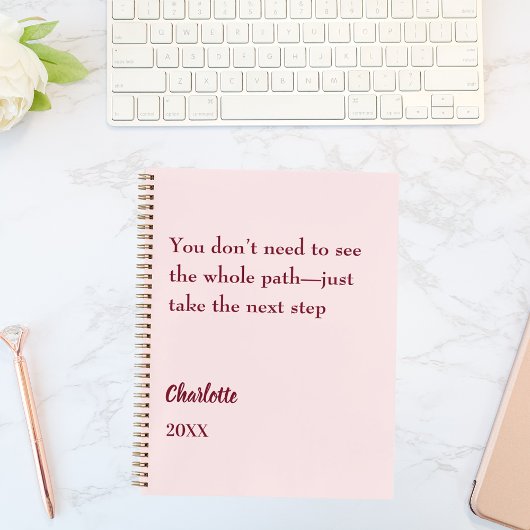 Inspirerende quote over doel in blush roze notitieboek