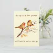 Inspirerende quote Zijn oog is op de Mus, (Staand voorkant)