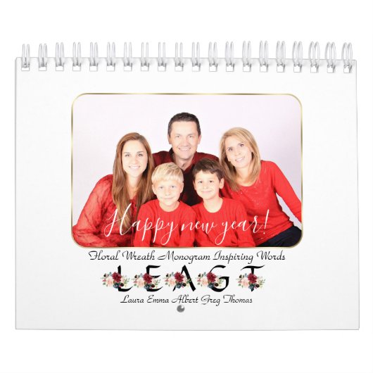 Inspirerende quotes Bloemenkrans Bloemmonogram Kalender (Hoes)