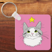 Inspirerende Ragdoll Kat Gizmo Mirakels Sleutelhanger (Voorkant)