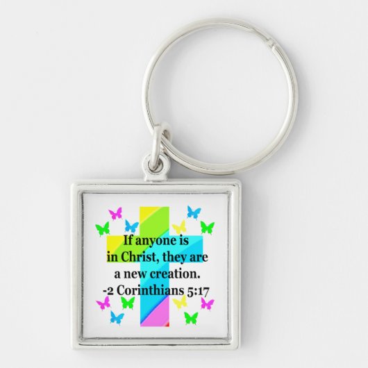 INSPIRERENDE REGENBOOGKRUIS 2 KORINTHE 5:17 SLEUTELHANGER (Voorkant)