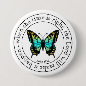 Inspirerende religieuze vlinder woordkunst ronde button 7,6 cm (Voorkant)