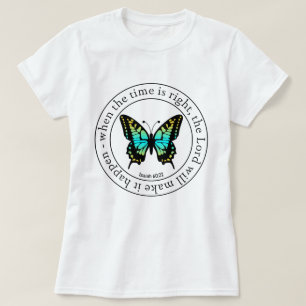 Inspirerende religieuze vlinder woordkunst t-shirt