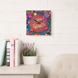 Inspirerende rode verspreiding Vriendelijkheid Blo Vierkante Klok