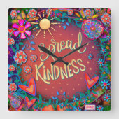 Inspirerende rode verspreiding Vriendelijkheid Blo Vierkante Klok (Voorkant)