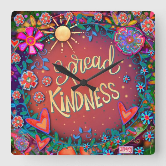 Inspirerende rode verspreiding Vriendelijkheid Blo Vierkante Klok (Voorkant)