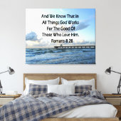 INSPIRERENDE ROMEINEN 8:28 BIJBELVERS CANVAS AFDRUK (Insitu (Slaapkamer))