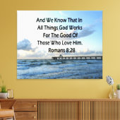 INSPIRERENDE ROMEINEN 8:28 BIJBELVERS CANVAS AFDRUK (Insitu (Woonkamer))