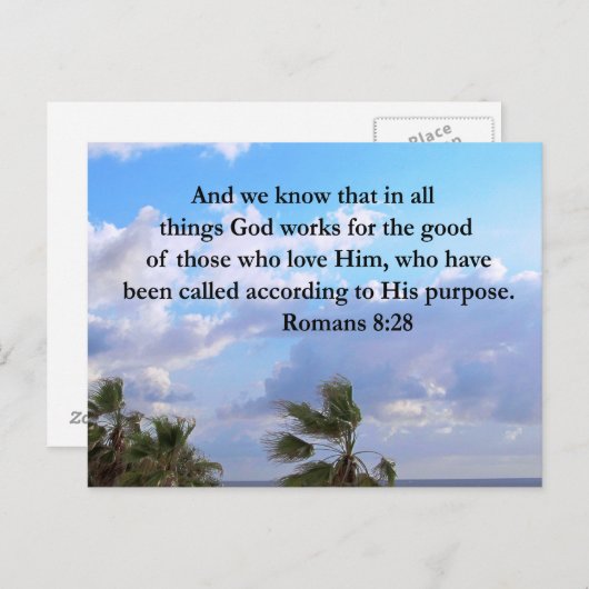 INSPIRERENDE ROMEINEN 8:28 DESIGN BRIEFKAART (Voorkant / Achterkant)