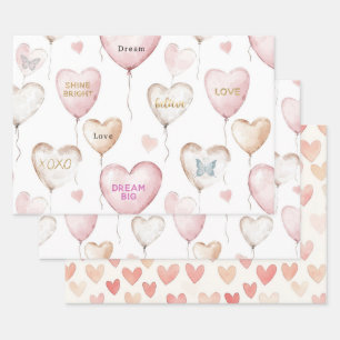 Inspirerende Roze Crème Harten Inpakpapier Vel