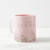 Inspirerende roze keramische mok (Voorkant links)