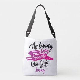Inspirerende Roze Konijn Ren En Modern Schrift Crossbody Tas