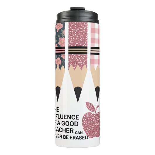 Inspirerende Roze Luipaard Lerares Thermosbeker (Voorkant)