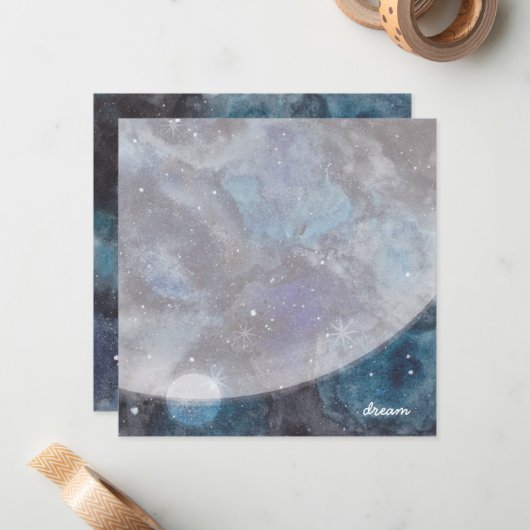Inspirerende ruimte sterrenstelsel dromen kinderen notitiekaartje (Voorkant / Achterkant in situ)