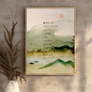 Inspirerende Rumi-liefdescitaat Berglandschap Poster
