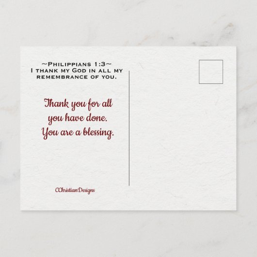 Inspirerende Schrift Filipenzen 1:3 Dank Je Briefkaart (Achterkant)