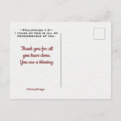 Inspirerende Schrift Filippenzen 1:3 Dank je wel Briefkaart (Achterkant)