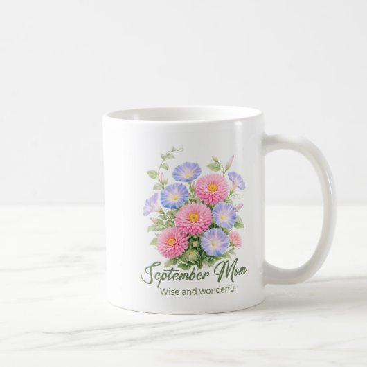 Inspirerende september geboortebloem moeder wrap koffiemok (Rechts)