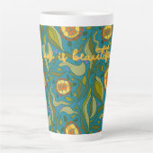 Inspirerende Slow is Beautiful Blauwe Schildpadden Latte Mok (Voorkant)