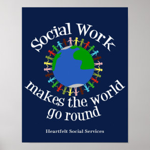 Inspirerende sociale werk citaat aangepaste blauwe poster
