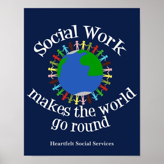 Inspirerende sociale werk citaat aangepaste blauwe poster (Voorkant)