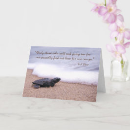 Inspirerende Spreuk Baby Zeeschildpad Zand Oceaan Kaart