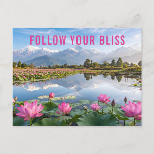 Inspirerende Spreuk Blauwe Roze Bloemen Bliss Natu Briefkaart