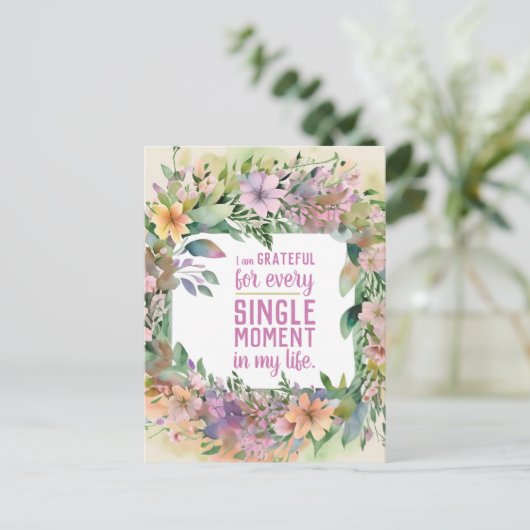 Inspirerende Spreuk Bloemrijke Houding van Dankbaa Briefkaart (Staand voorkant)