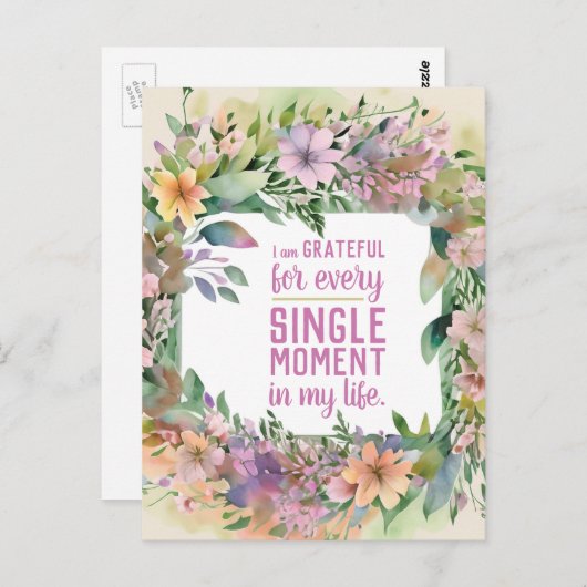 Inspirerende Spreuk Bloemrijke Houding van Dankbaa Briefkaart (Voorkant / Achterkant)