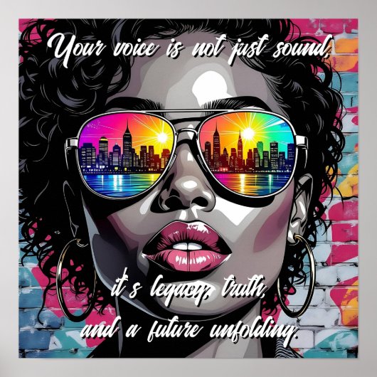 Inspirerende spreuk en stads vrouw poster (Voorkant)