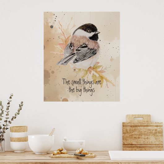 Inspirerende spreuk Waterverf Mees Vogel Poster (Keuken)