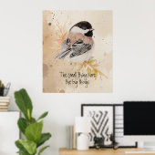 Inspirerende spreuk Waterverf Mees Vogel Poster (Thuiskantoor)