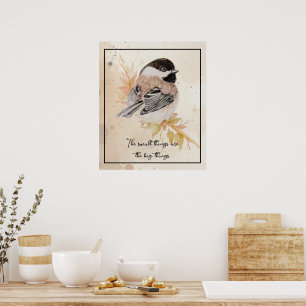 Inspirerende spreuk Waterverf Mees Vogel Poster