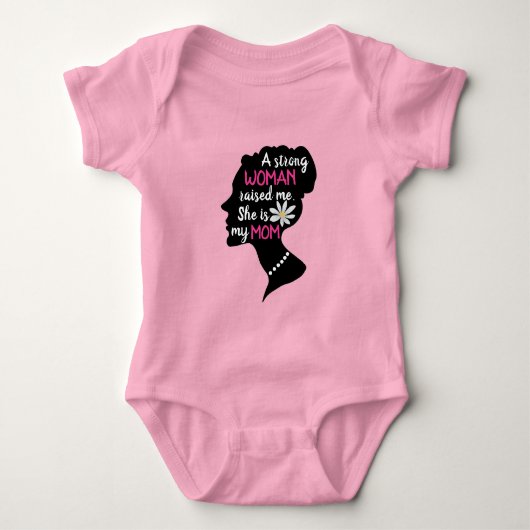 Inspirerende Sterke Vrouw Roze Moederdag Romper (Voorkant)