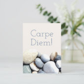 Inspirerende stijlvolle Carpe Diem Pebble Stones Briefkaart (Staand voorkant)