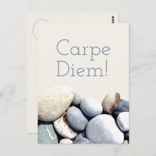 Inspirerende stijlvolle Carpe Diem Pebble Stones Briefkaart (Voorkant / Achterkant)