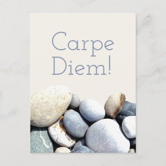 Inspirerende stijlvolle Carpe Diem Pebble Stones Briefkaart (Voorkant)