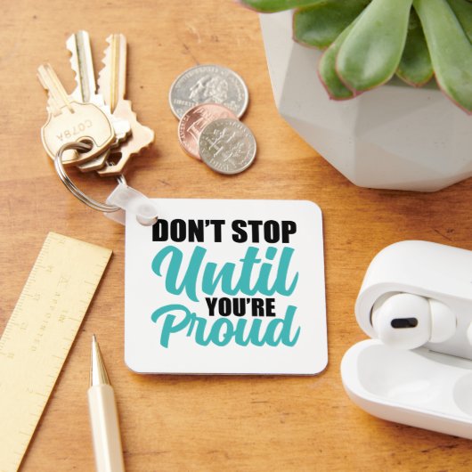 Inspirerende succes- en hardwerktypografie sleutelhanger (Bureau)