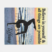 INSPIRERENDE SUNRISE GYMNAST MEISJE FLEECE DEKEN (Voorkant (Horizontaal))
